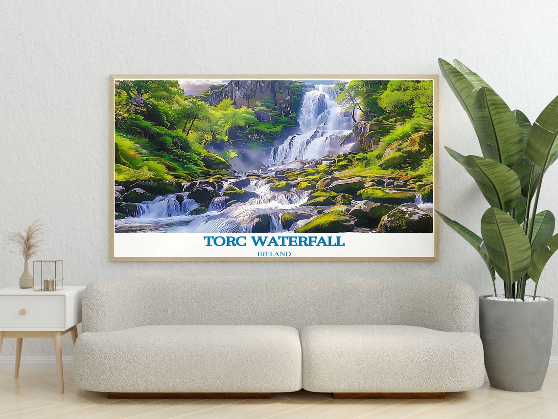 Torc Waterfall Ireland Lush Green Cascades Nature Scene Poster - Image 2