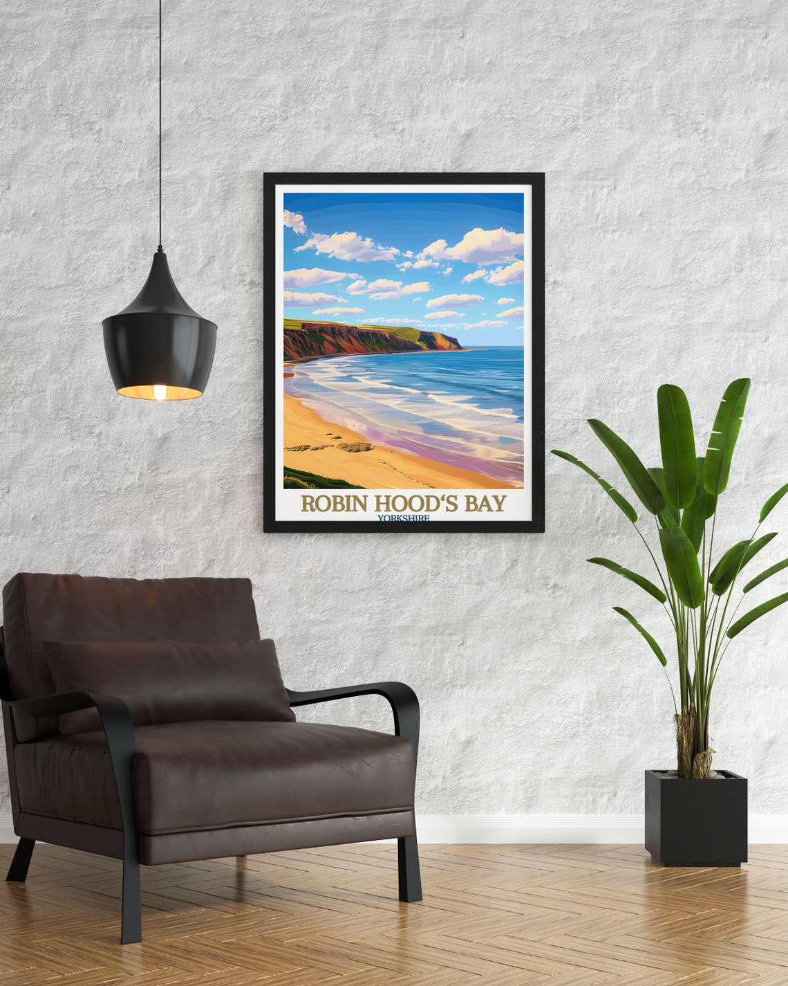 Robin Hoods Bay Sandy Beach And Cliffs Yorkshire Coast Poster - Image 2