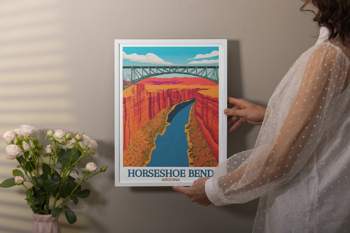 Navajo Bridge Spanning the Canyon River Horseshoe Bend Travel Poster - Image 2