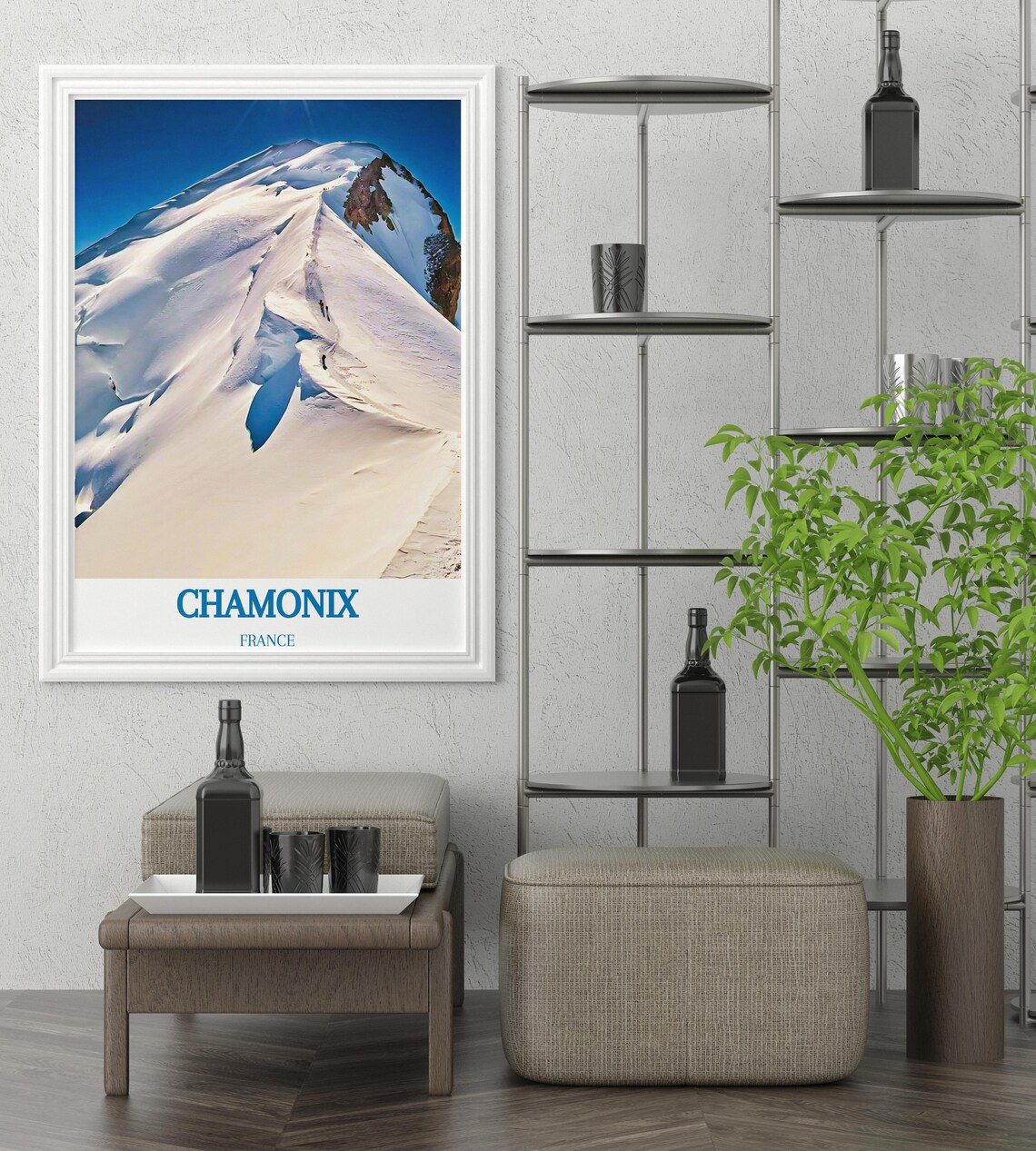 Chamonix France Mont Blanc Summit Ridge Climbers Snow Travel Poster - Image 3
