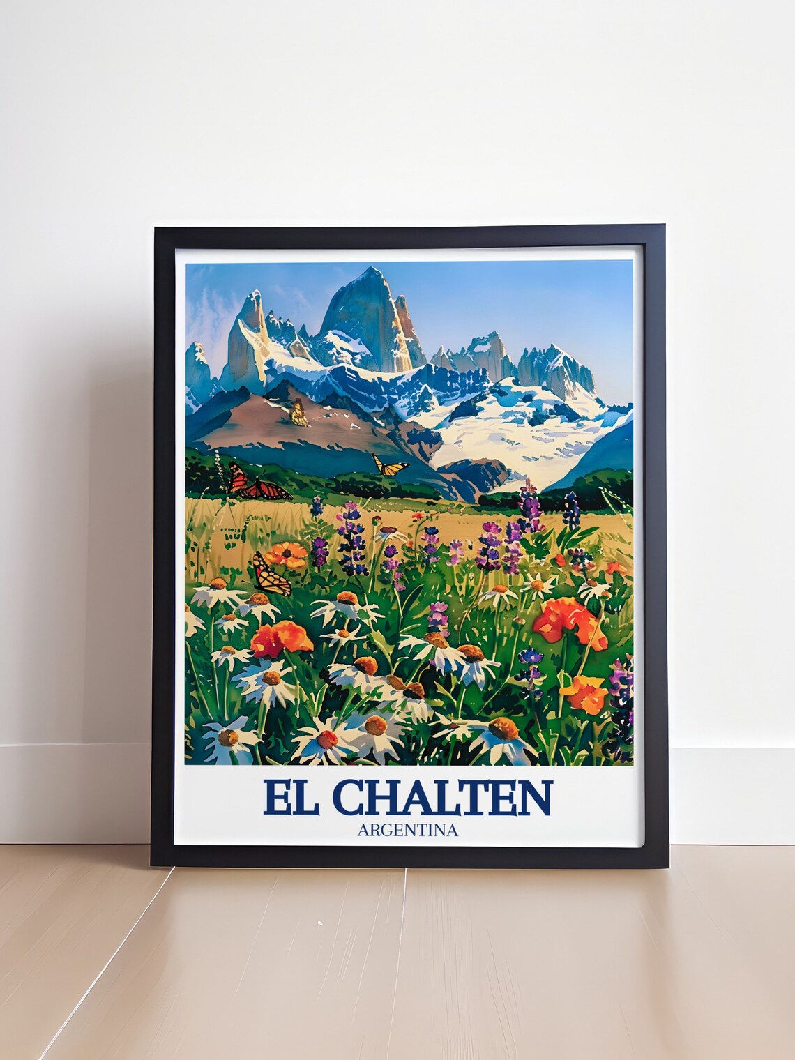 El Chalten Mount Fitz Roy Wildflower Meadow Scenic Travel Poster - Image 4