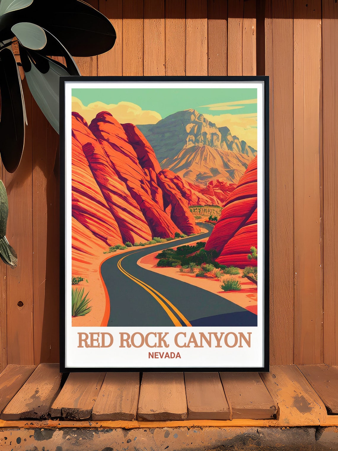 Red Rock Canyon Nevada Scenic Drive Sunset Desert Road Poster - Image 3