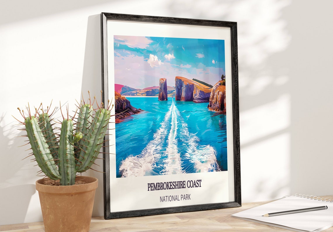 Pembrokeshire Coast National Park Turquoise Sea Cliffs Poster - Image 3