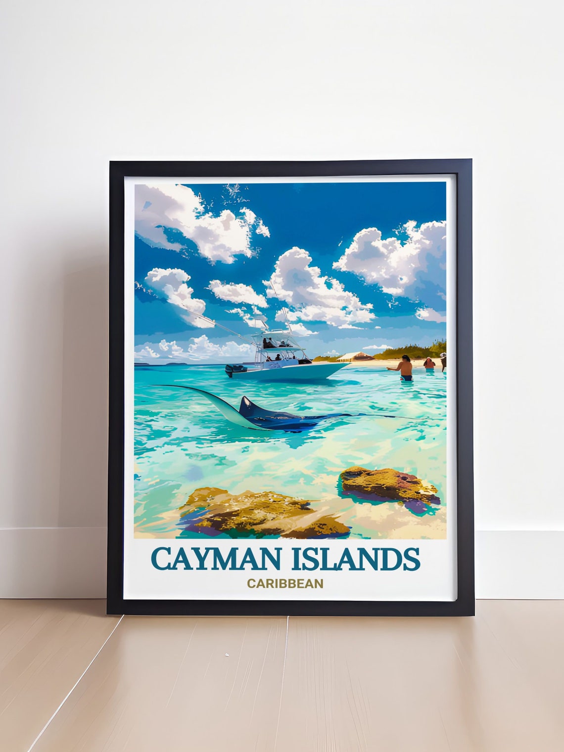 Cayman Islands Stingray Turquoise Shallows Caribbean Boat Poster - Image 4
