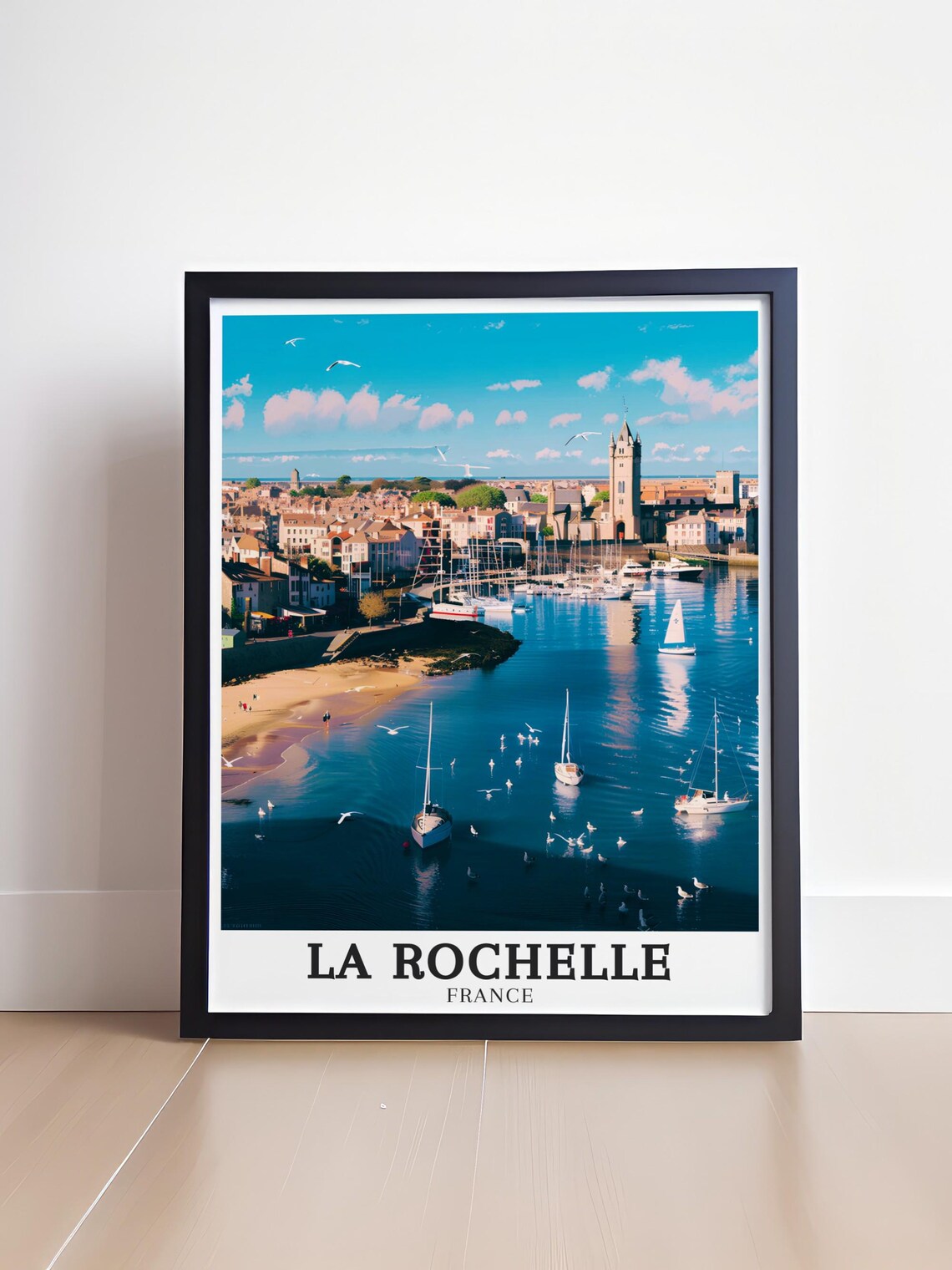 La Rochelle France Aerial Harbor Beach Sailboats Travel Poster - Image 4