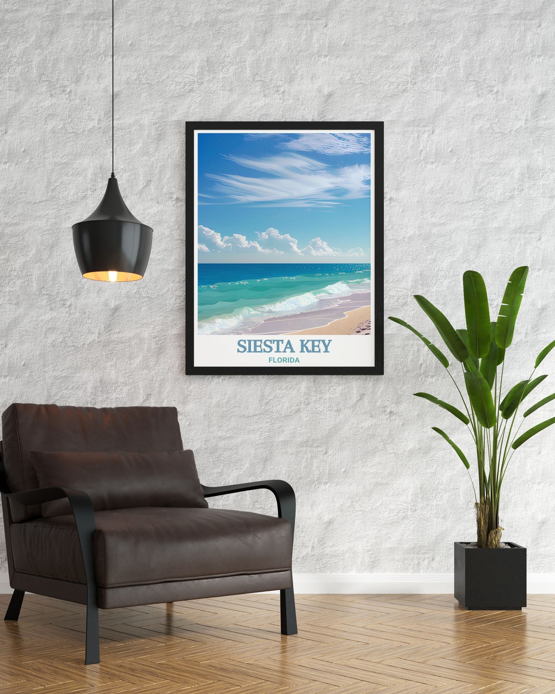Siesta Key Florida Turquoise Waves Dramatic Clouds Beach Travel Poster - Image 2