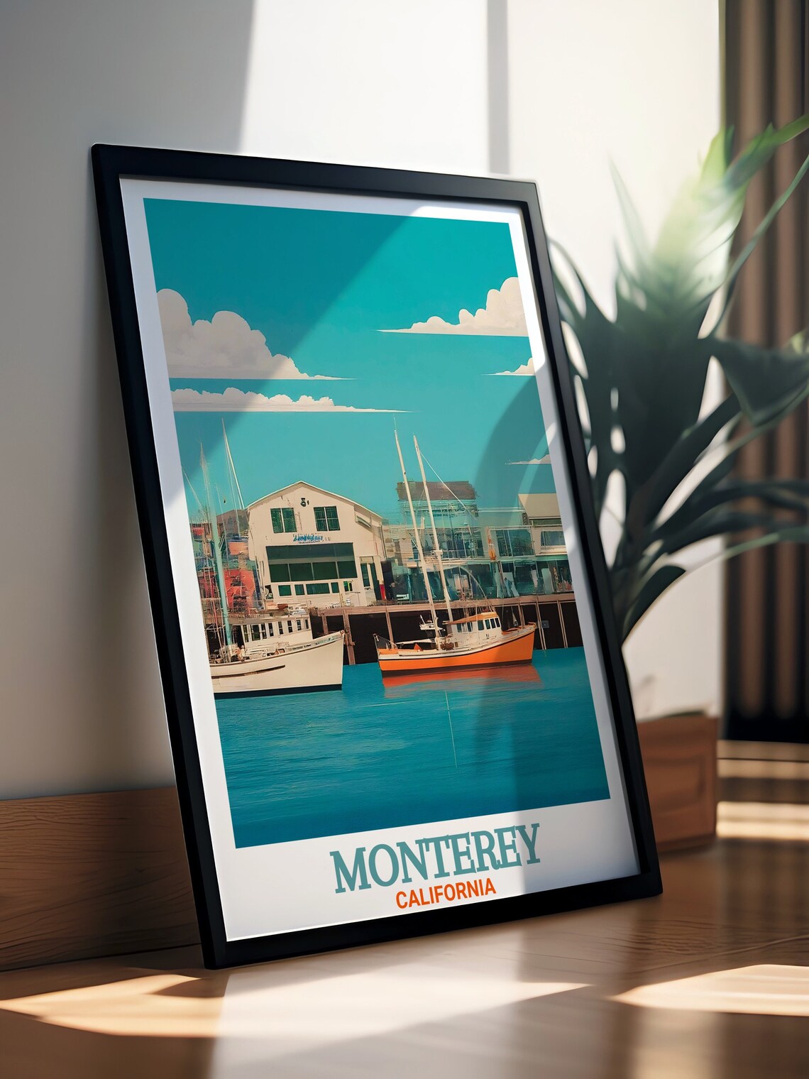 Monterey California Fisherman's Wharf Harbor Boats Travel Poster - Image 3