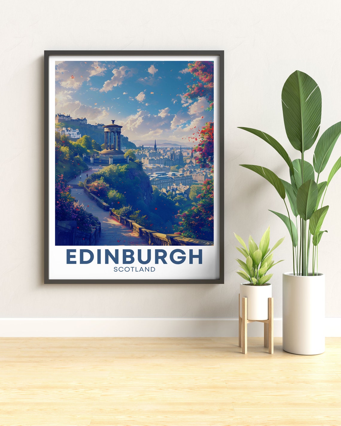Edinburgh Scotland Calton Hill Monument Spring City Panorama Poster - Image 2