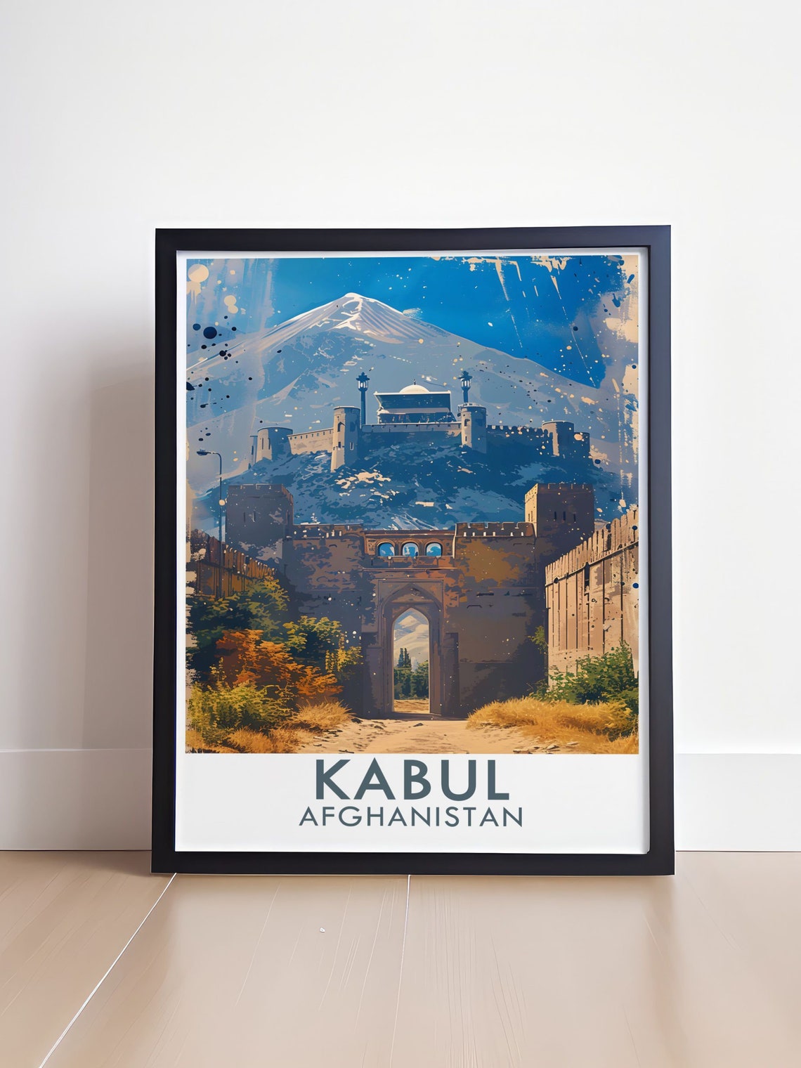 Ancient Kabul Afghanistan Historic Citadel Mountain Travel Poster - Image 4
