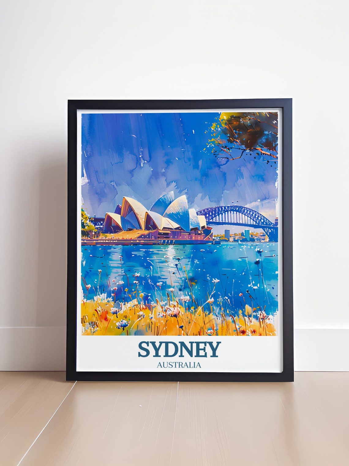 Sydney Australia Opera House Harbour Bridge Watercolor Travel Poster - Image 4