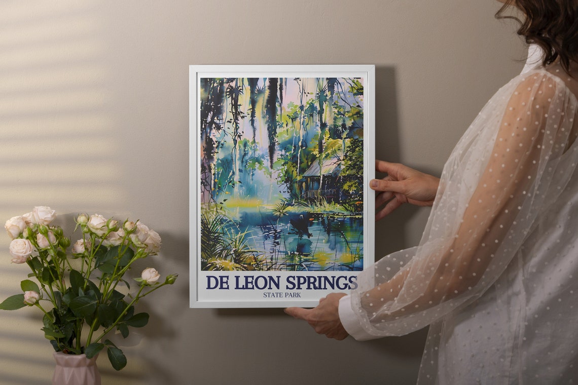 De Leon Springs State Park Poster Florida Cypress Swamp Watercolor - Image 3
