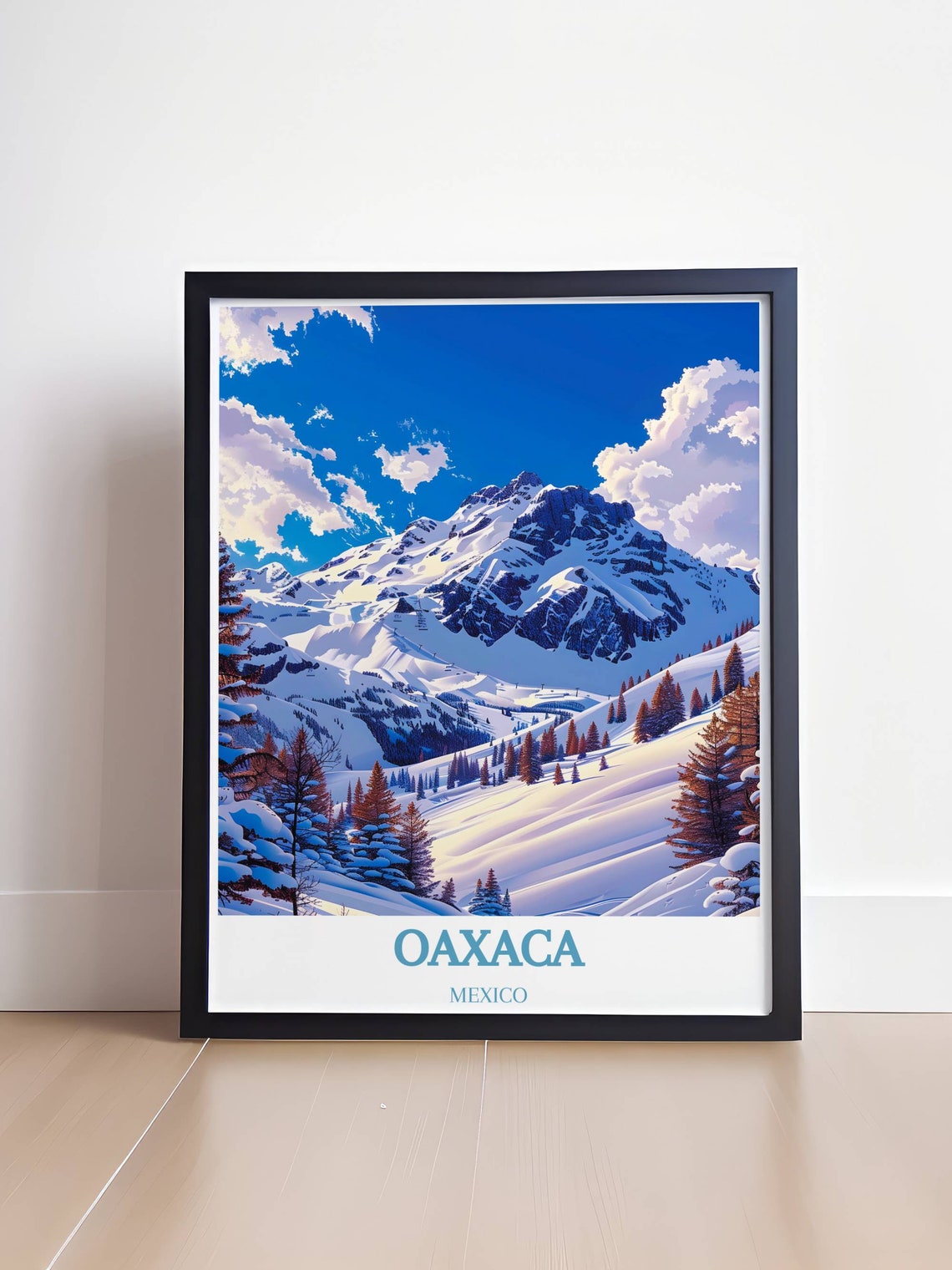 Oaxaca Mexico Snowy Peak Alpine Meadow Winter Scene Travel Poster - Image 4