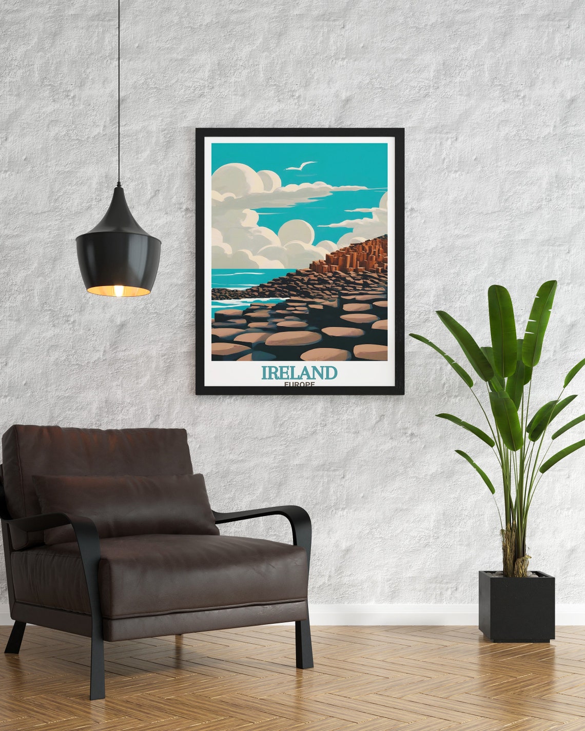 Ireland Europe Giants Causeway Basalt Columns Retro Ocean Poster - Image 2