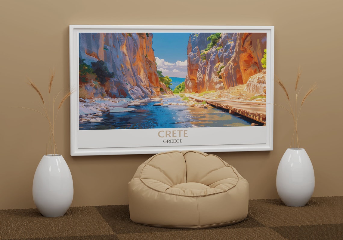 Crete River Gorge Golden Canyon Cliffs Greece Landscape Poster - Image 4
