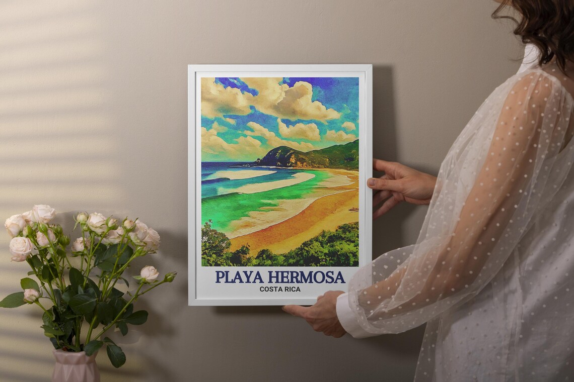 Playa Hermosa Costa Rica Golden Beach Sweeping Aerial View Poster - Image 2