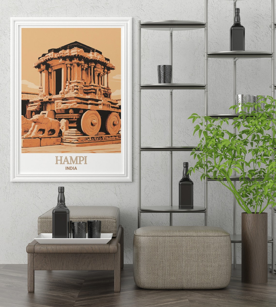 Hampi Vijaya Vittala Stone Chariot Ancient India Travel Poster - Image 2