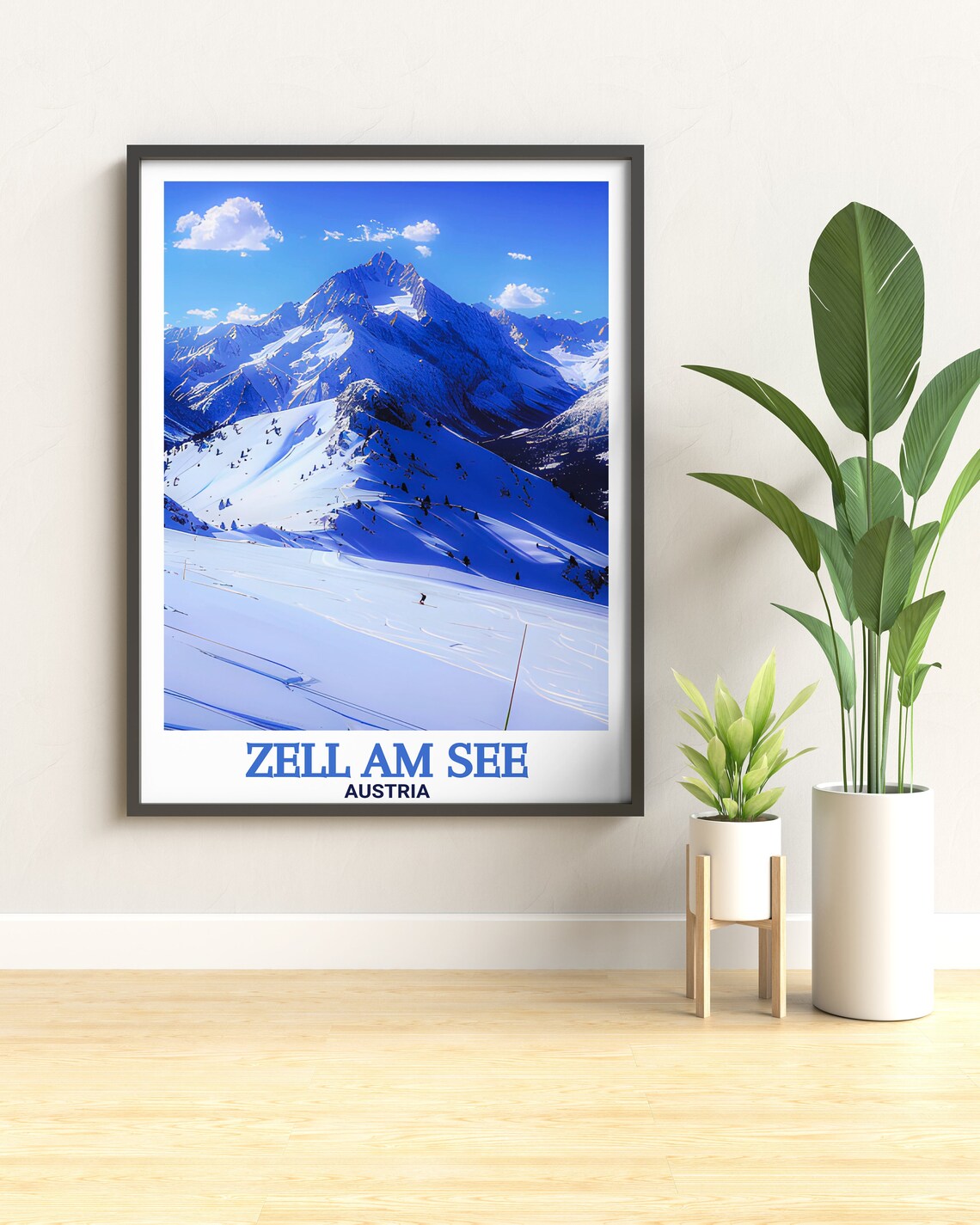 Zell Am See Austria Snowy Alpine Mountain Peak Winter Travel Poster - Image 2
