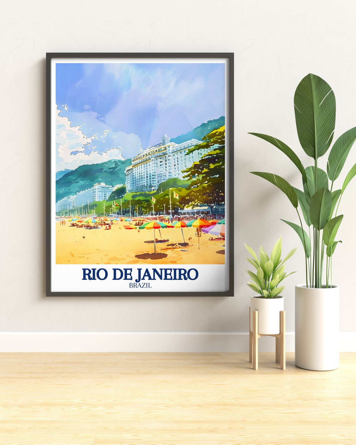 Rio de Janeiro Brazil Copacabana Beach Travel Watercolor Poster - Image 3