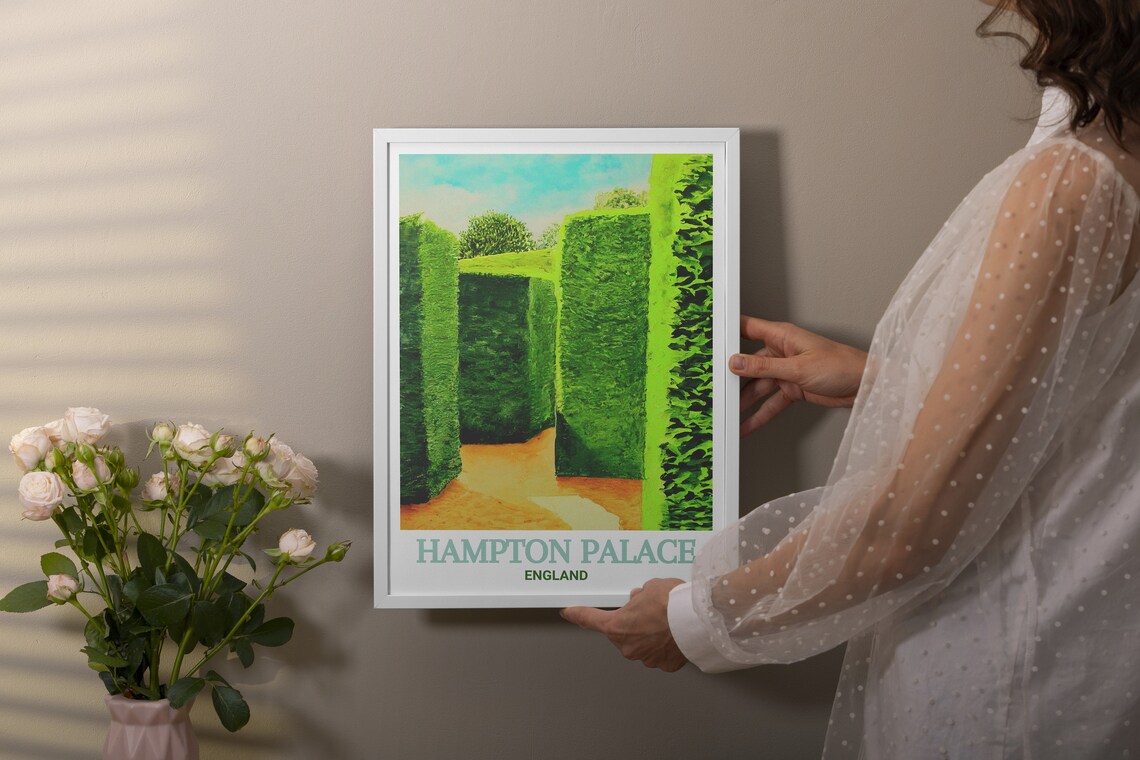 Hampton Palace England Hedge Maze Gardens Historic Travel Poster - Image 3