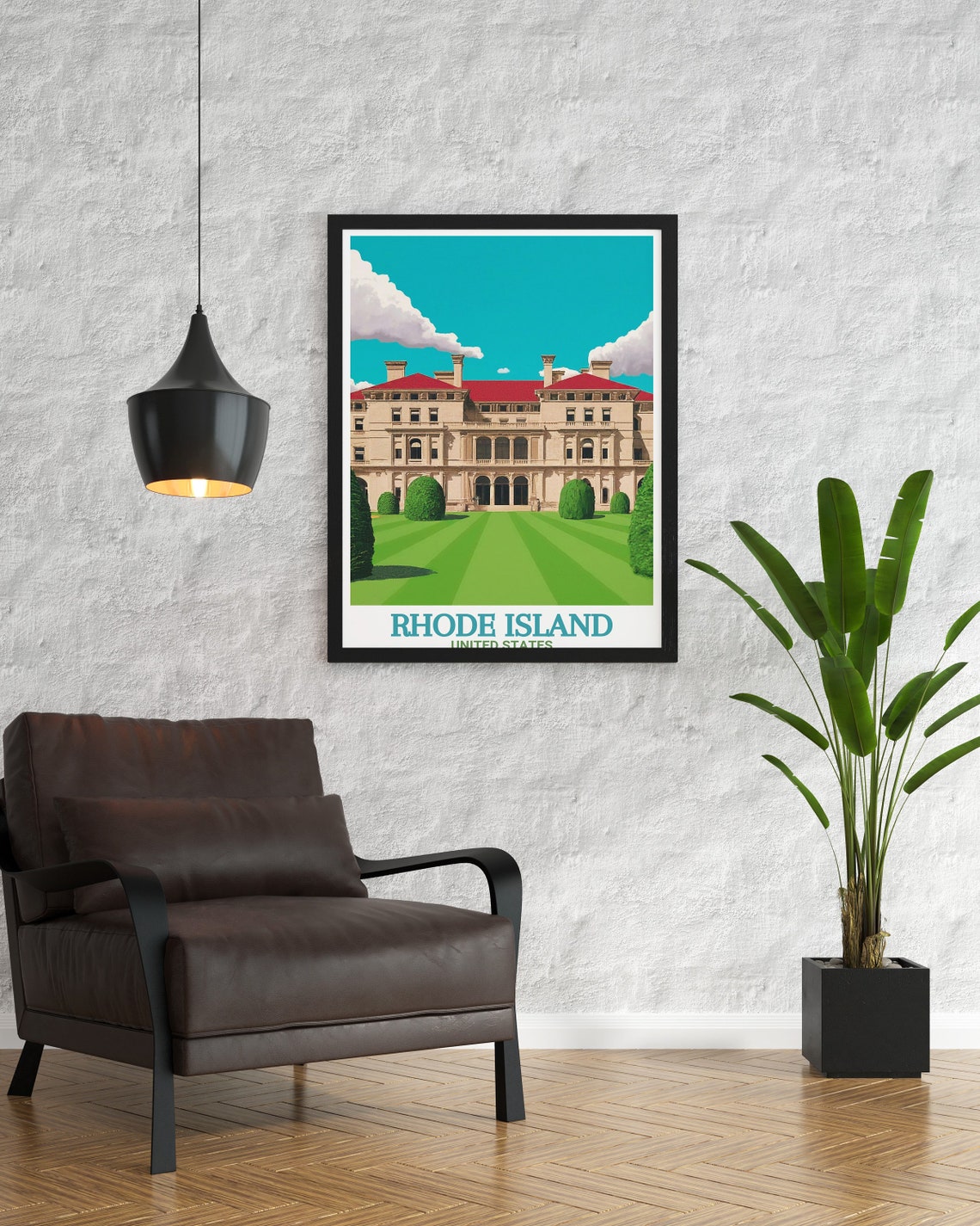 Rhode Island USA Newport Breakers Mansion Gilded Age Art Poster - Image 3