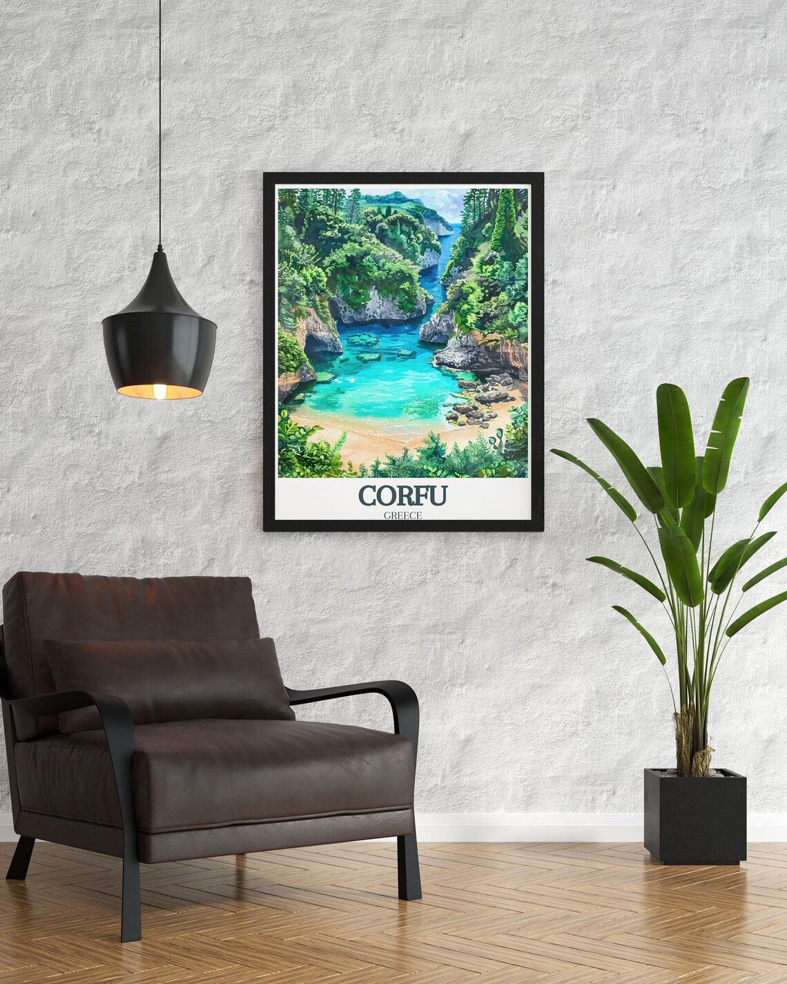 Corfu Greece Travel Poster, Ionian Sea Coast - Image 2