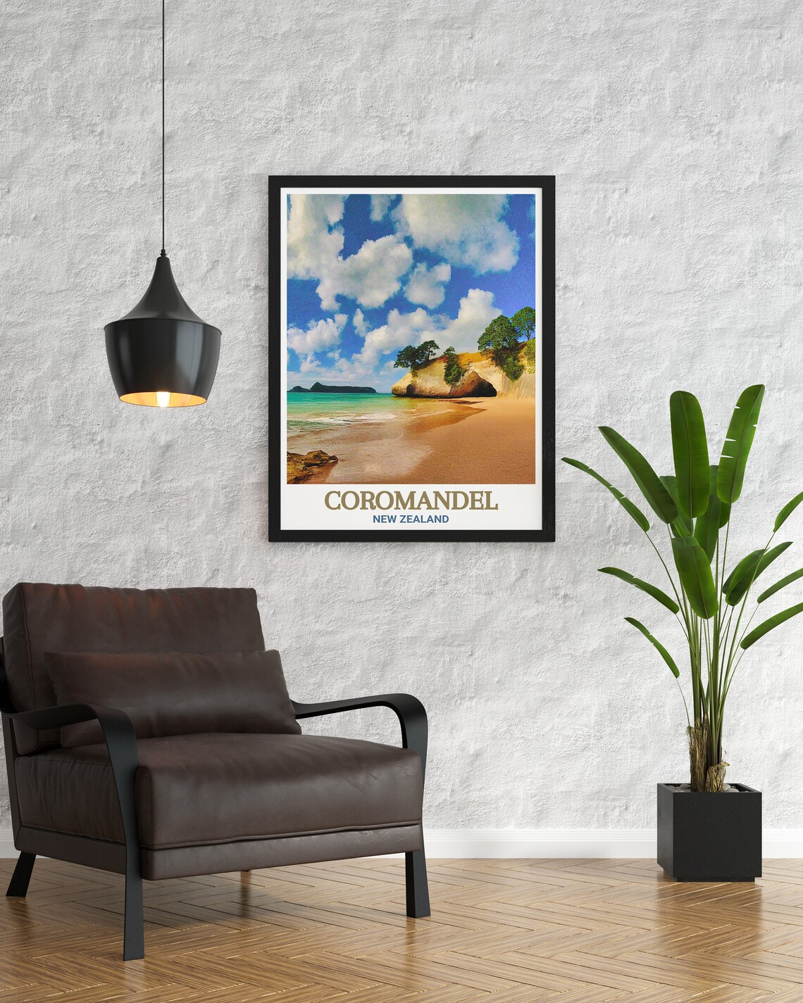 Cathedral Cove Coromandel New Zealand Beach Arch Travel Poster - Image 2
