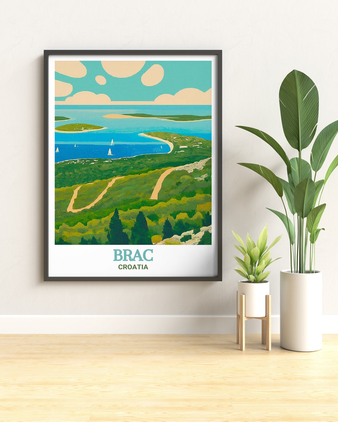 Brac Croatia Vidova Gora Adriatic Coast View Vintage Travel Poster - Image 2