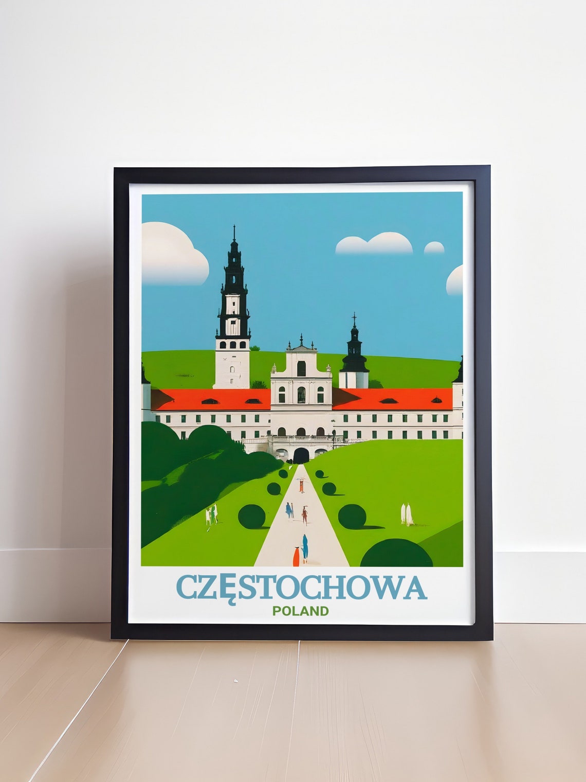 Częstochowa Poland Jasna Gora Monastery Illustration Travel Poster - Image 4