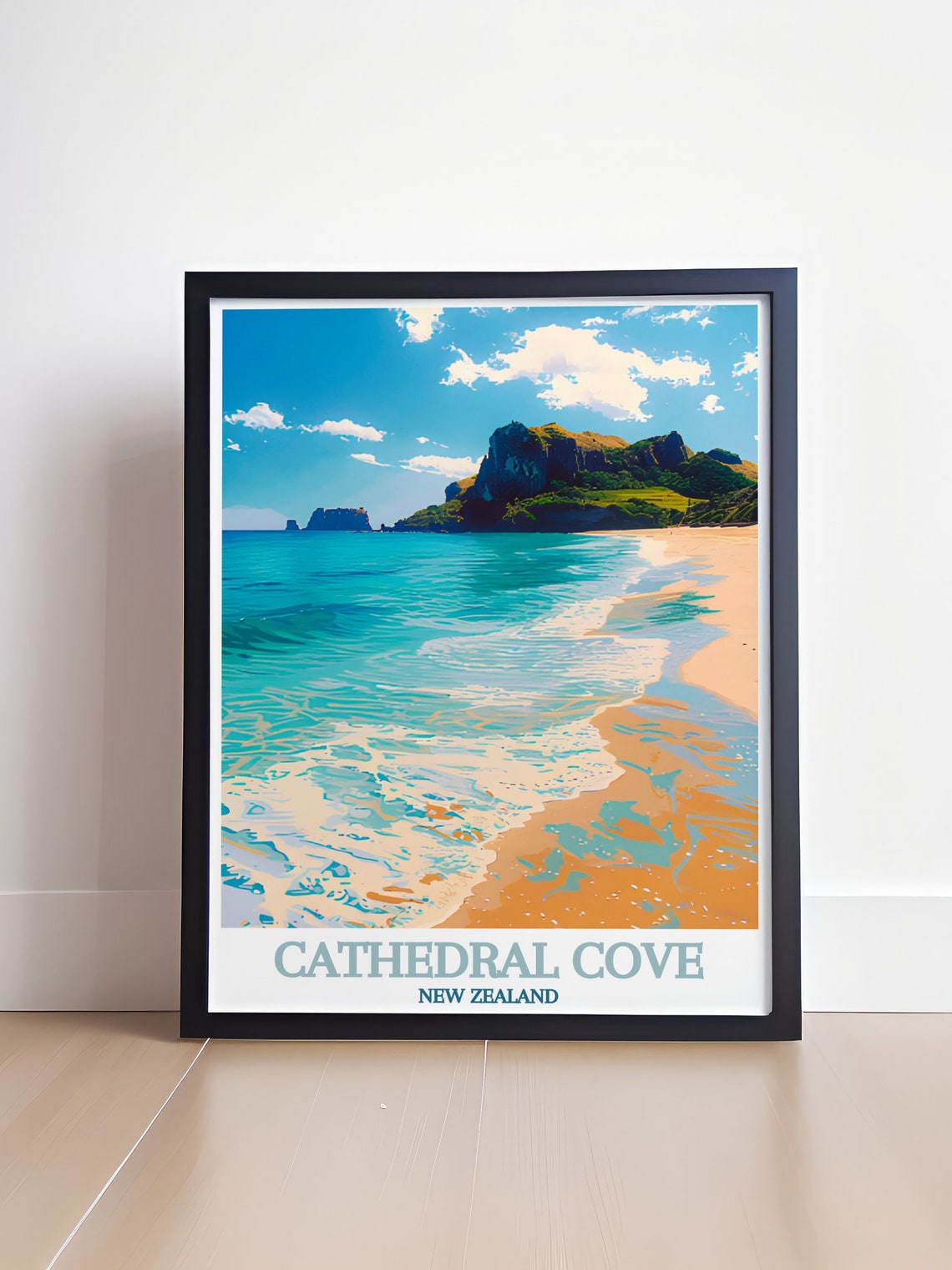 Cathedral Cove Turquoise Beach And Cliffs New Zealand Poster - Image 4