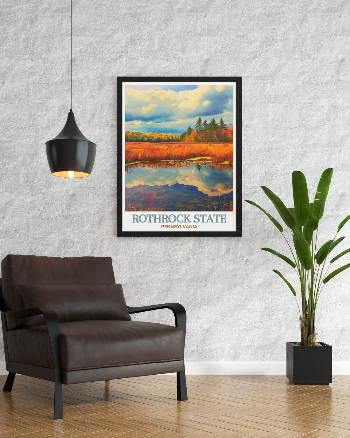 Rothrock State Pennsylvania Autumn Meadow Pond Reflection Poster - Image 3
