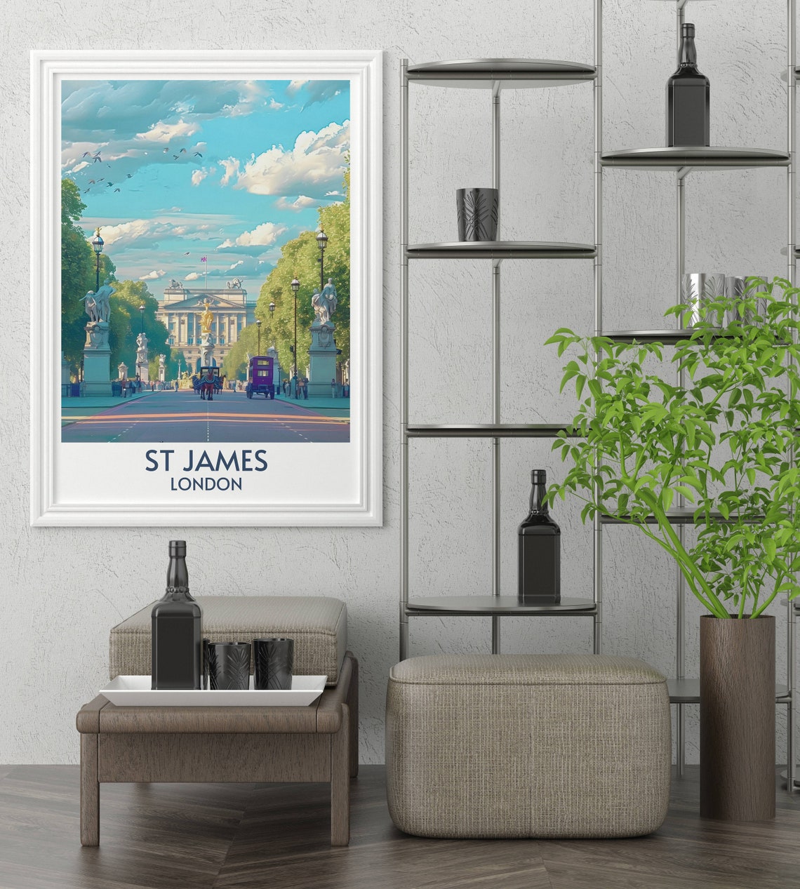 St James London Buckingham Palace Avenue Summer Scene Poster - Image 3