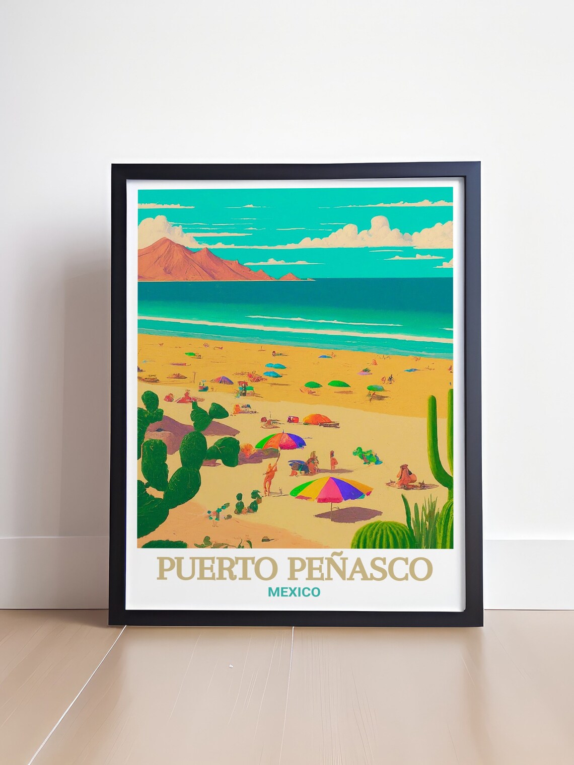 Puerto Penasco Mexico Sunny Beach Umbrellas Desert Coast Travel Poster - Image 4
