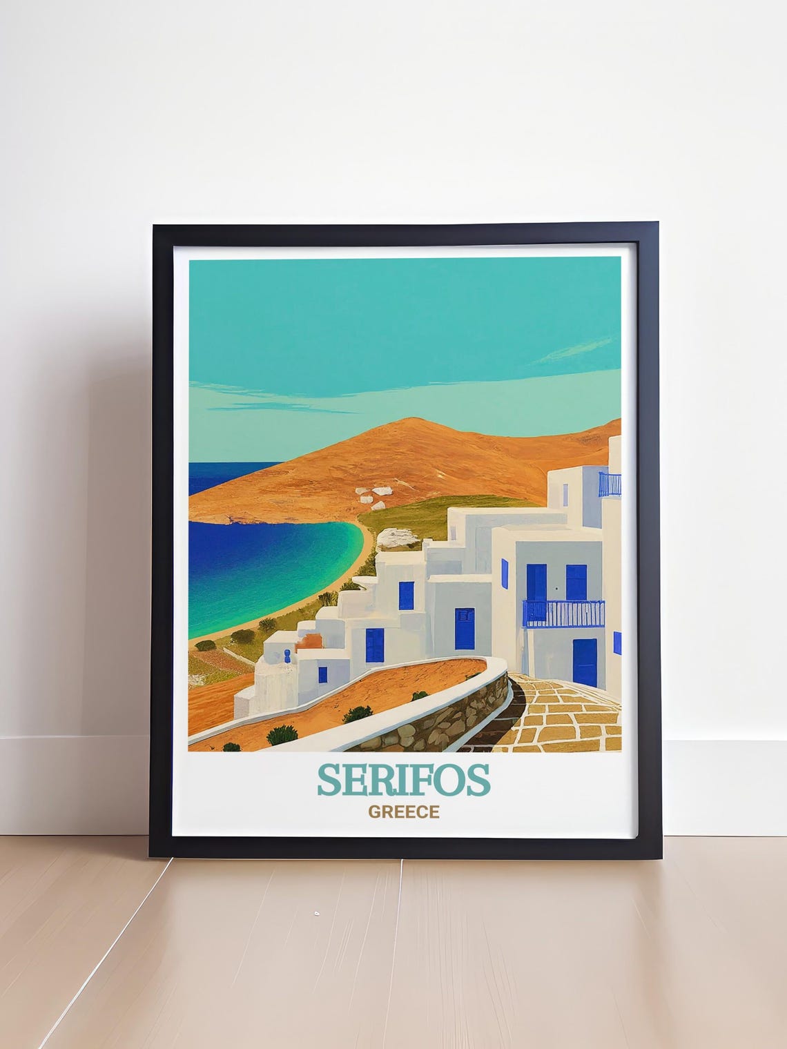 Serifos Greece Hillside Villas Blue Aegean Cove Travel Poster - Image 4