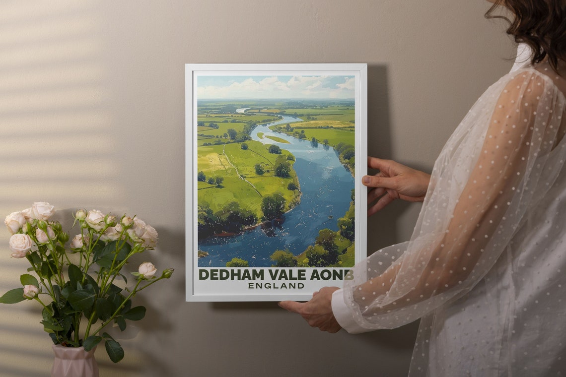 Dedham Vale Aerial River View Constable Country England Poster - Image 3