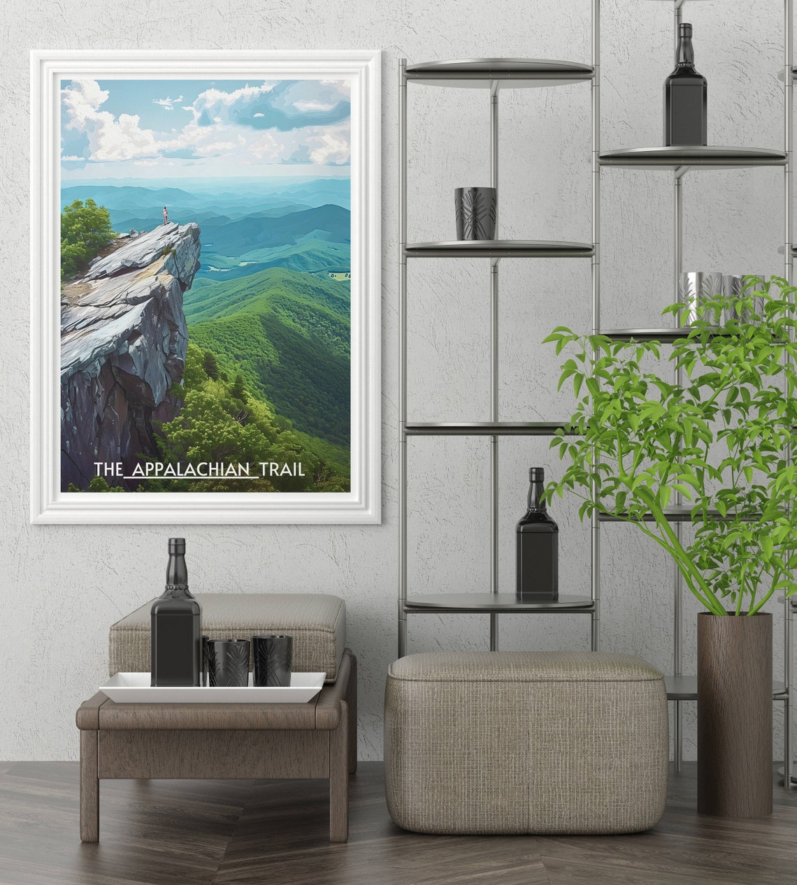 The Appalachian Trail Hiker On Cliff Overlooking Green Valleys Poster - Image 2