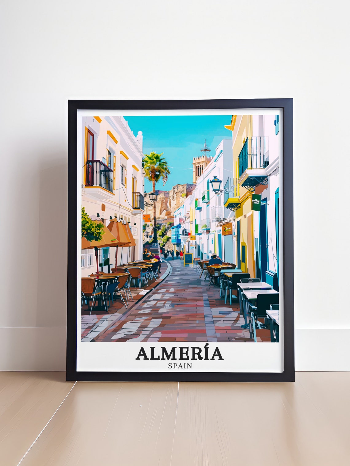 Almeria La Chanca Street Cafes Beneath Alcazaba Hill Art Poster - Image 4