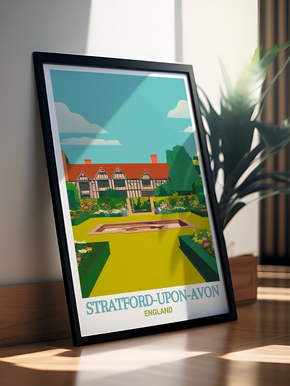 Stratford Upon Avon Halls Croft Garden Historic House Travel Poster - Image 3