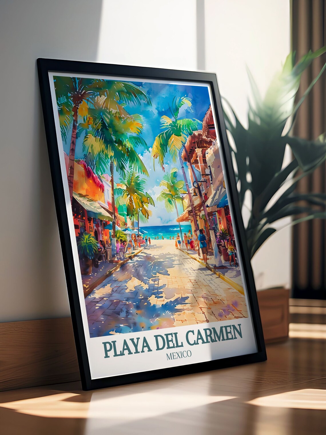 Playa del Carmen Mexico Beach Street Promenade Palm Shops Travel Poster - Image 2