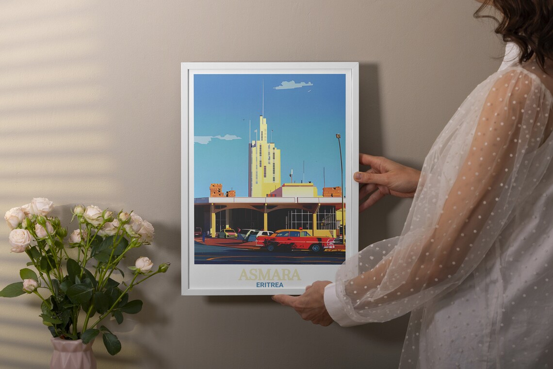 Asmara Eritrea Fiat Tagliero Art Deco Building Retro Car Poster - Image 2