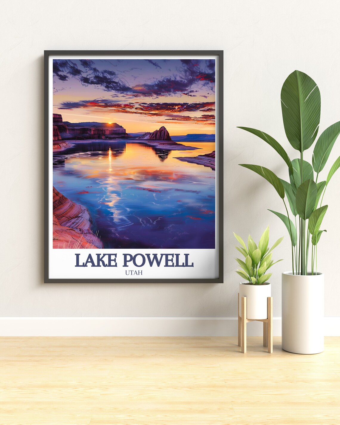 Lake Powell Utah Sunset Reflection Travel Photography Poster - Image 2
