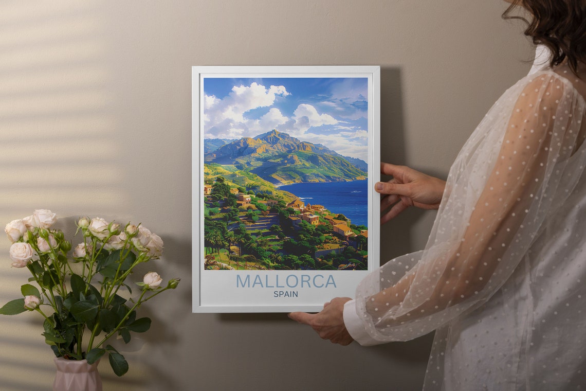 Mallorca Spain Coastal Mountain Village Mediterranean Travel Poster - Image 2