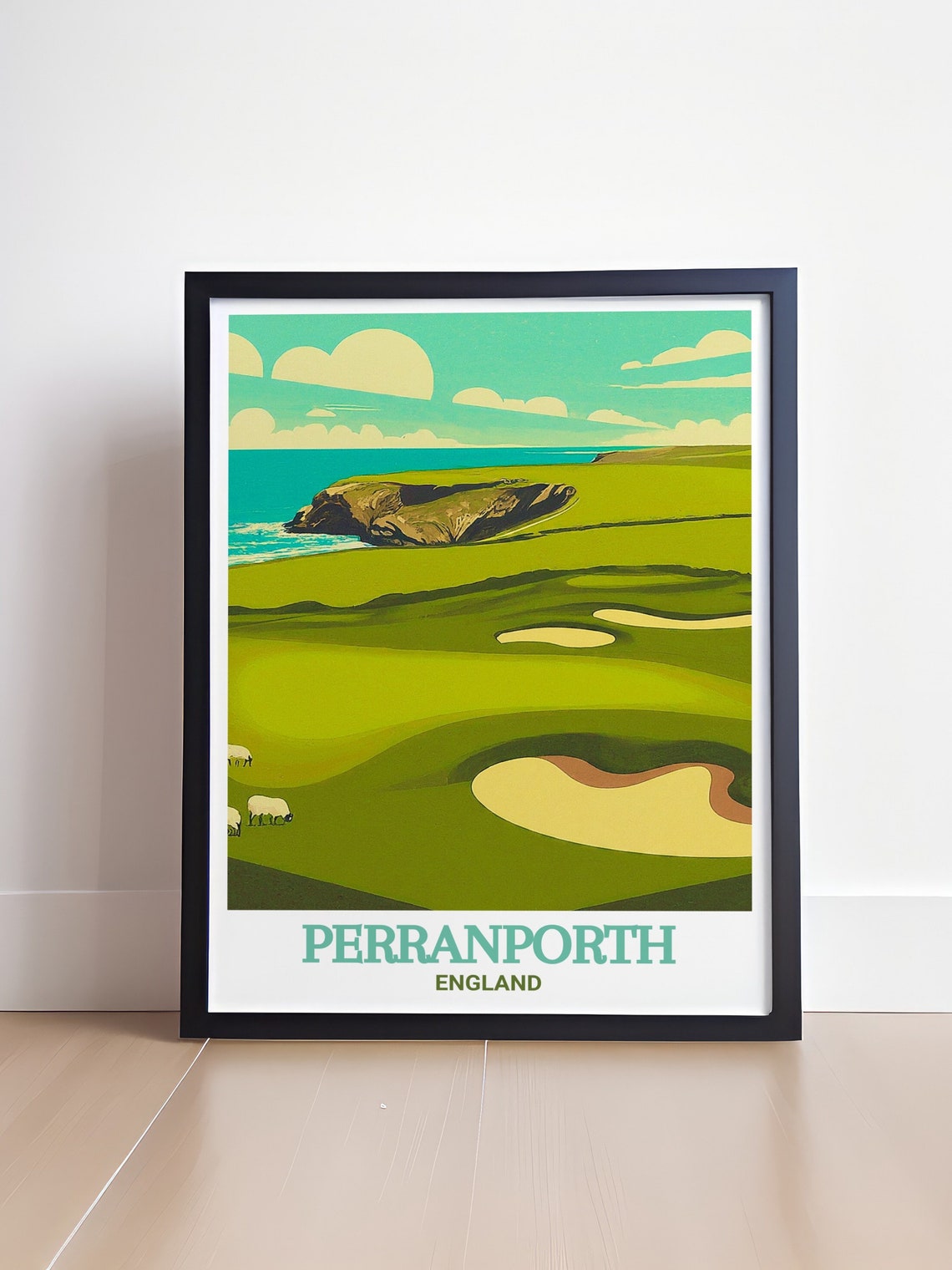 Perranporth Coastal Golf Course Cornwall Vintage Travel Poster - Image 4