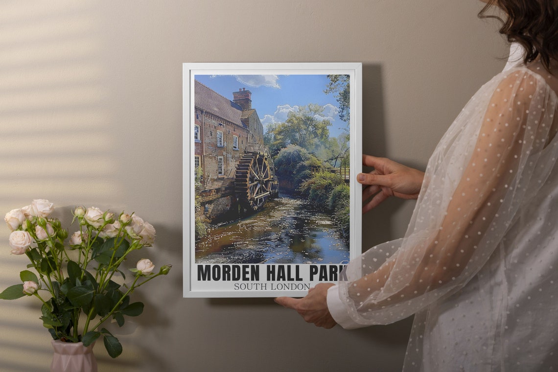 Morden Hall Park Historic Water Mill Brick Building Stream Poster - Image 2