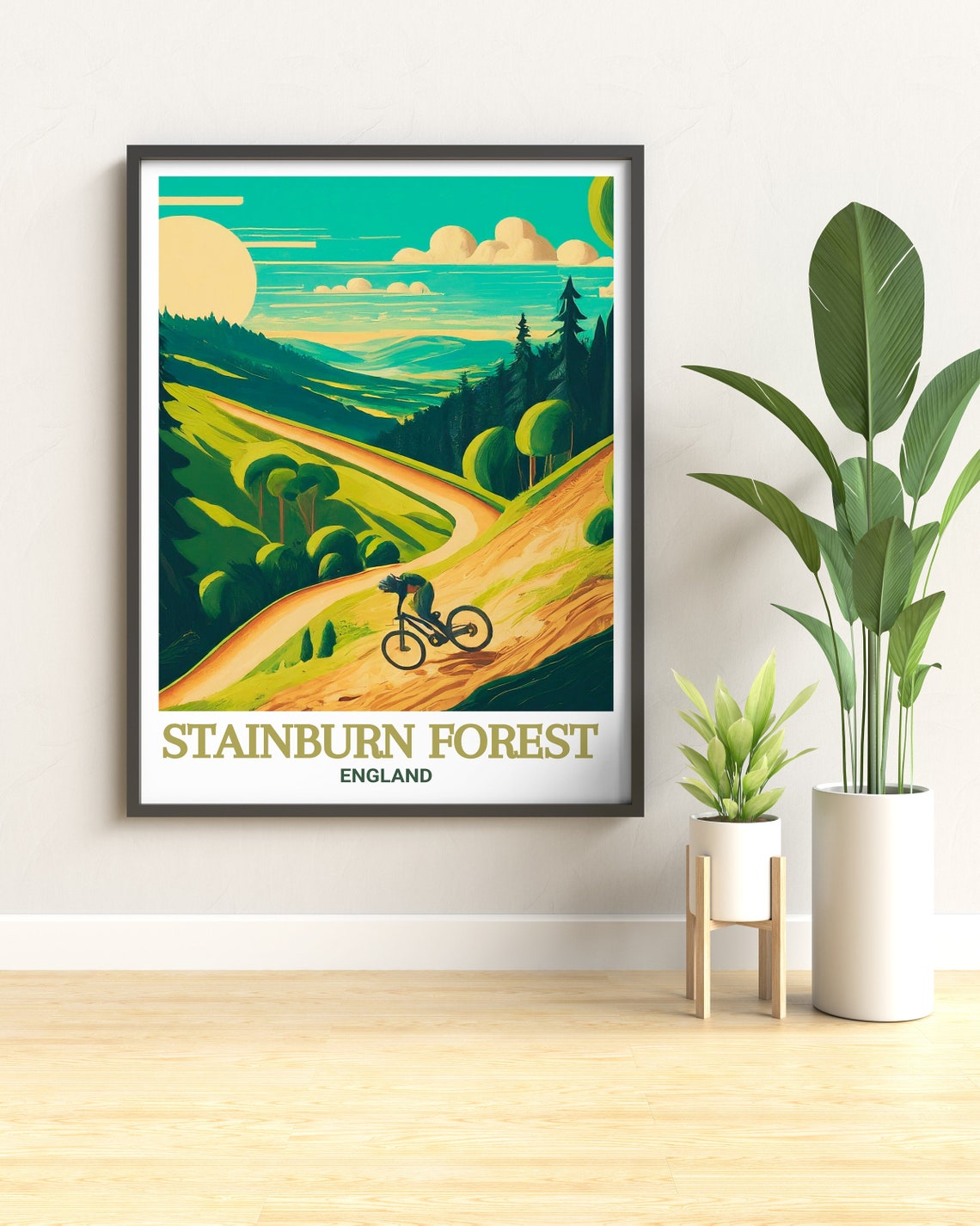 Stainburn Forest Mountain Bike Trail Rider Sunset Hills Poster - Image 3