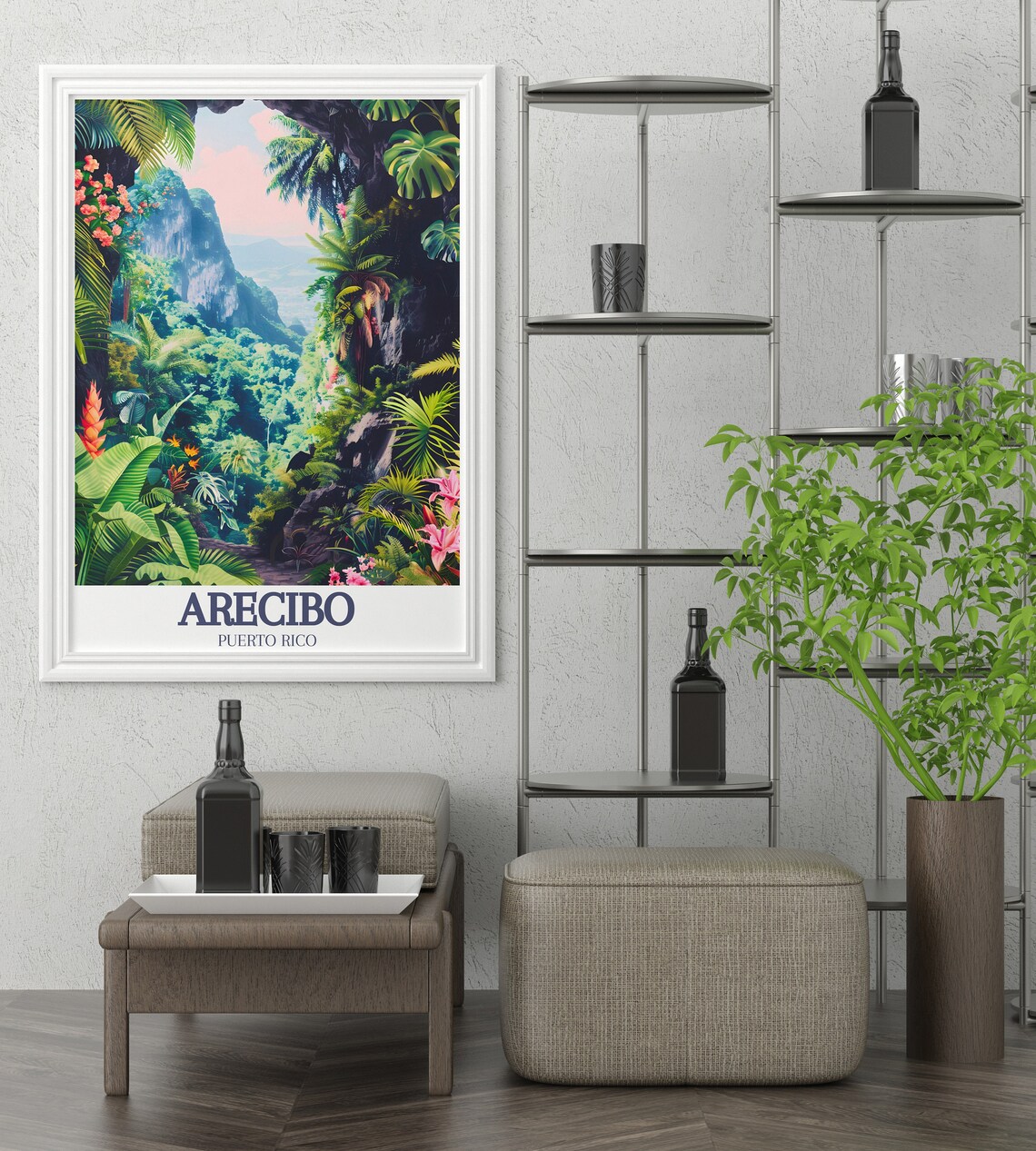 Arecibo Tropical Rainforest Jungle Canyon Puerto Rico Travel Poster - Image 3