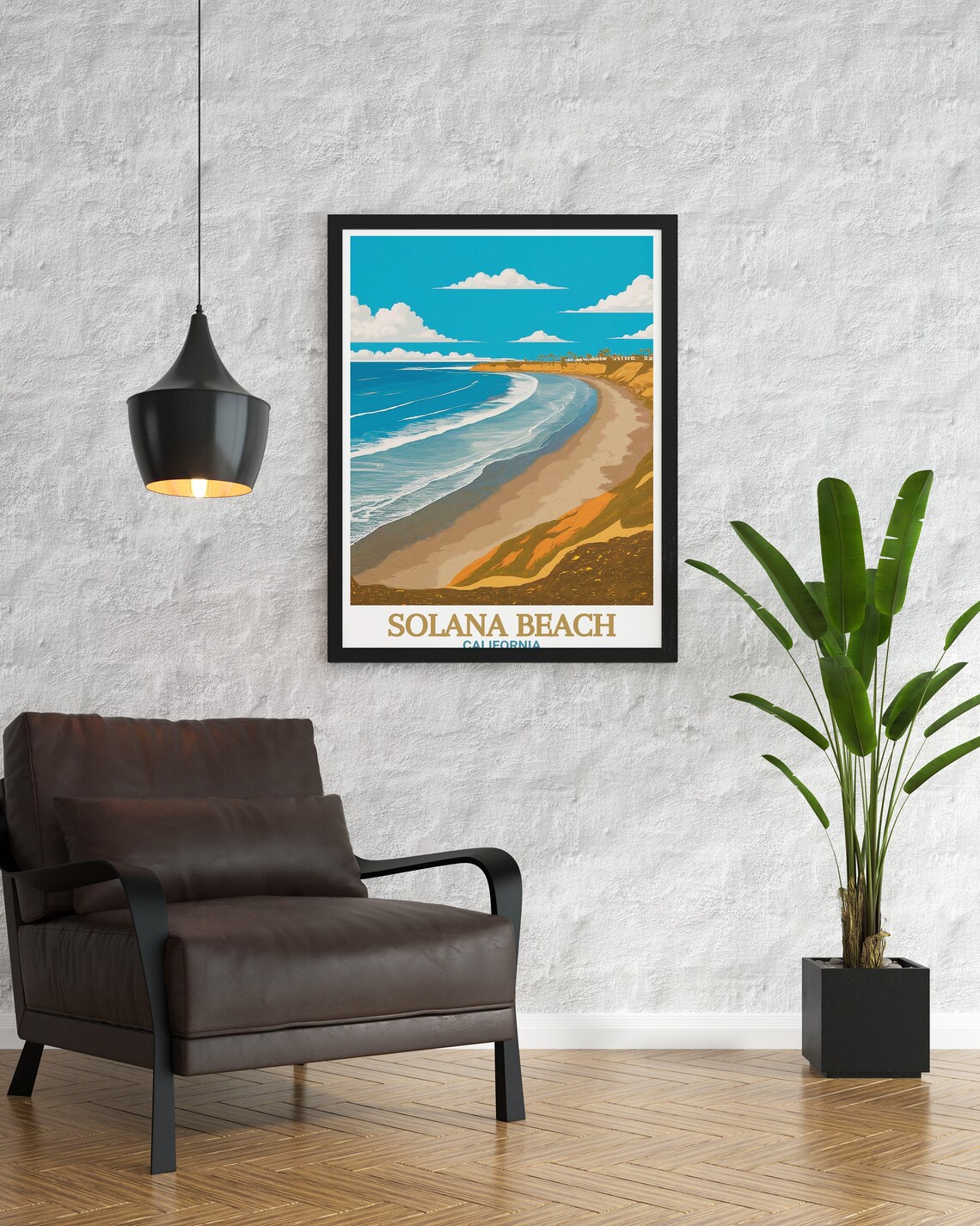 Solana Beach California Fletcher Cove Golden Sands Beach Travel Poster - Image 3
