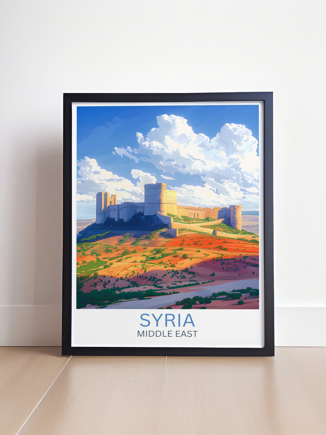 Syria Medieval Hilltop Citadel Castle Golden Fields Travel Poster - Image 4