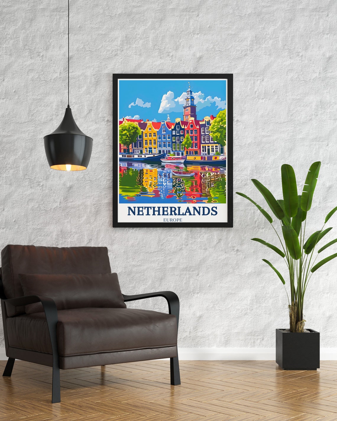 Netherlands Amsterdam Canal Gabled Houses Water Reflection Poster - Image 3