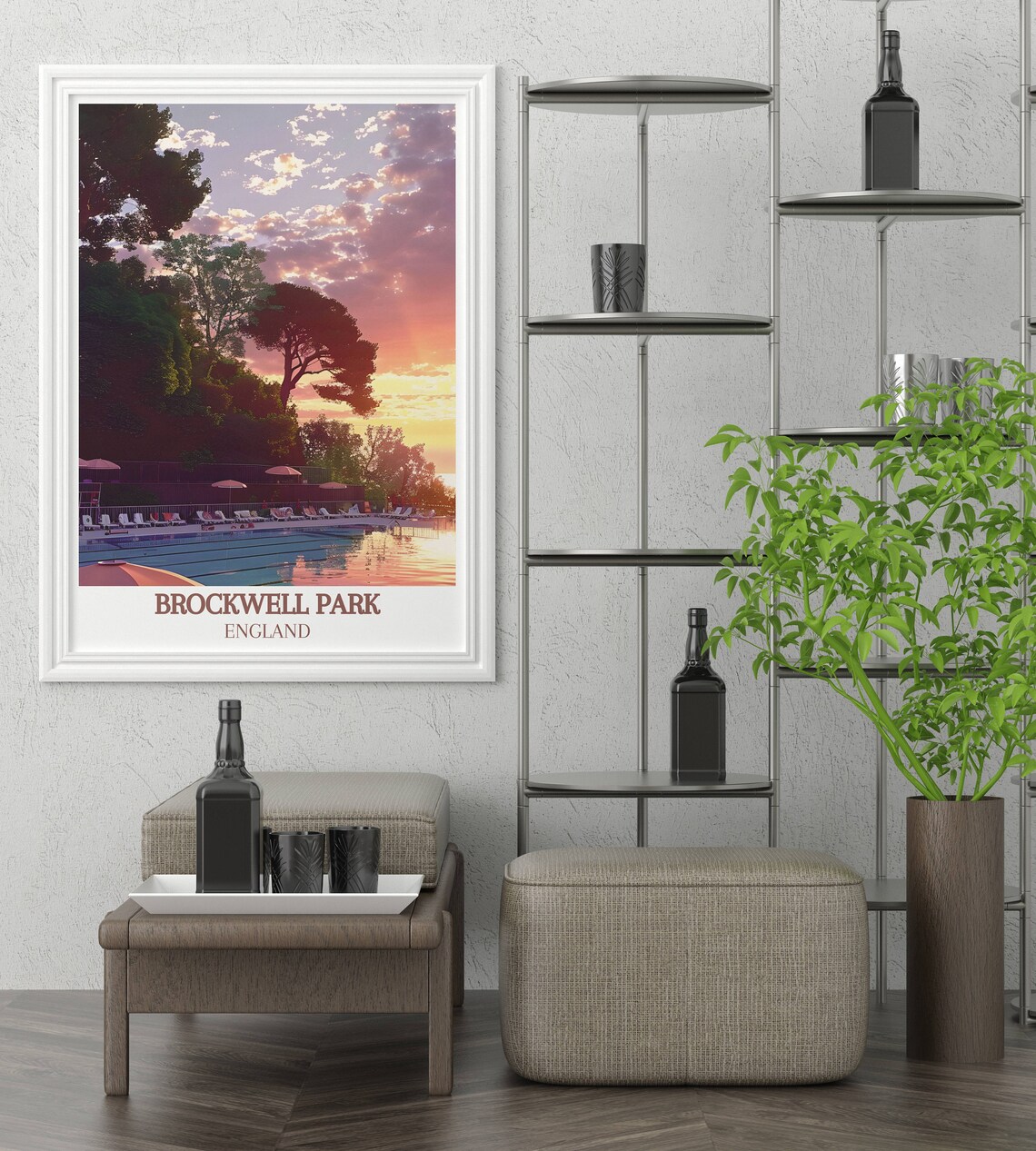 Brockwell Park Lido Sunset Swimming Pool London England Poster - Image 2