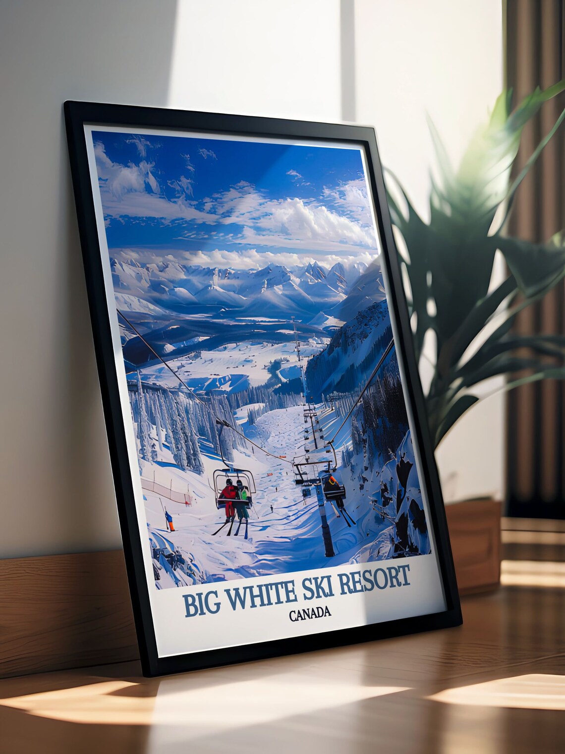 Big White Ski Resort Canada Chairlift Mountain Slopes Travel Poster - Image 3